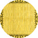 Round Abstract Yellow Modern Rug, abs3421yw
