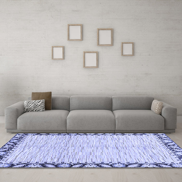 Machine Washable Abstract Blue Modern Rug in a Living Room, wshabs3421blu