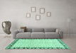 Machine Washable Abstract Turquoise Modern Area Rugs in a Living Room,, wshabs3421turq