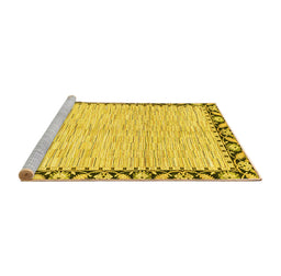 Sideview of Machine Washable Abstract Yellow Modern Rug, wshabs3421yw