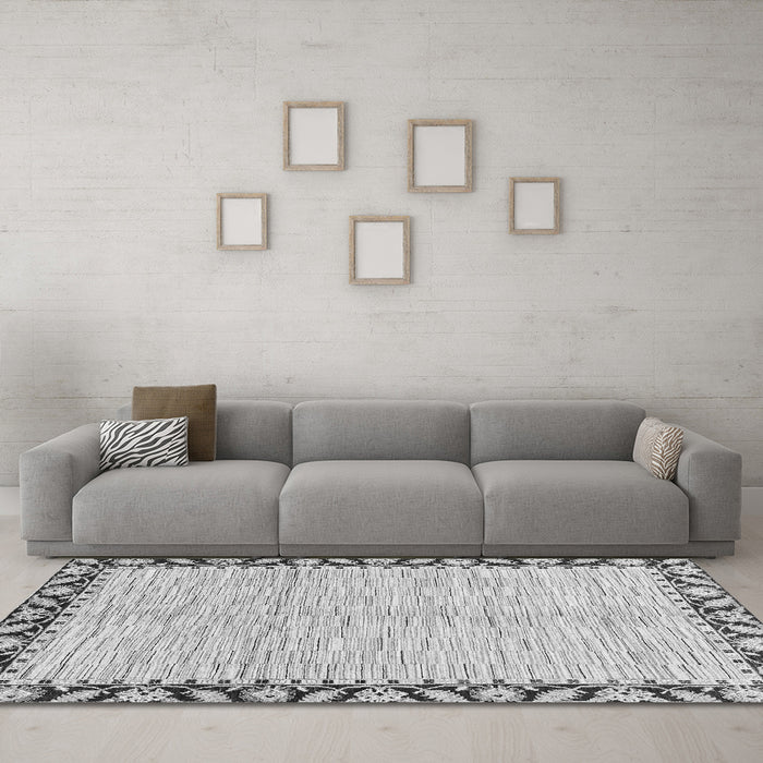 Machine Washable Abstract Gray Modern Rug in a Living Room,, wshabs3421gry