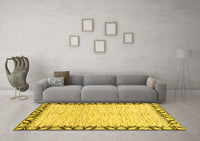 Machine Washable Abstract Yellow Modern Rug, wshabs3421yw