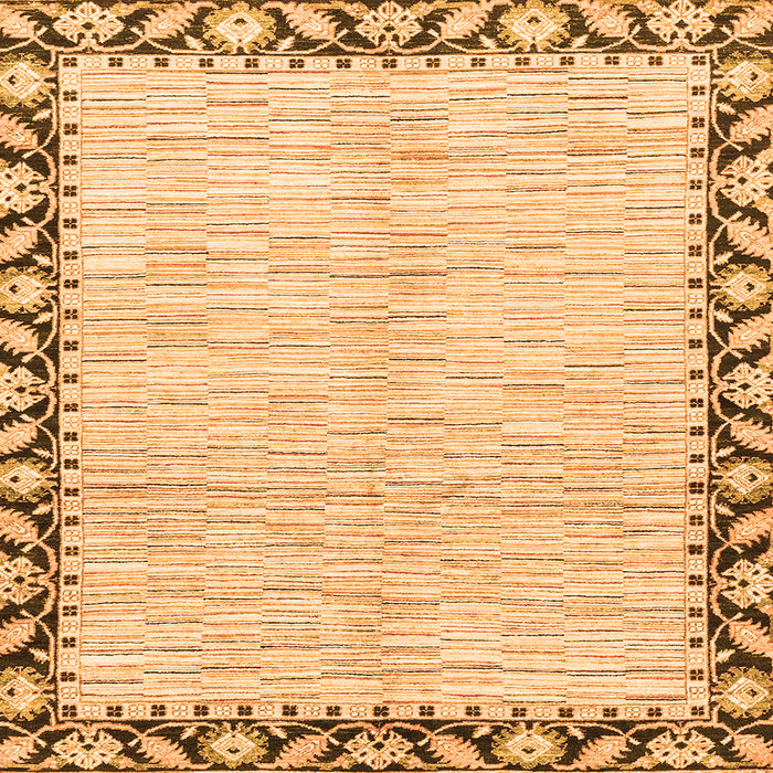 Square Machine Washable Abstract Orange Modern Area Rugs, wshabs3421org