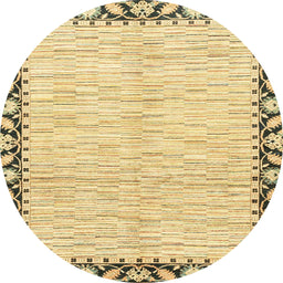 Round Machine Washable Abstract Cinnamon Brown Rug, wshabs3421