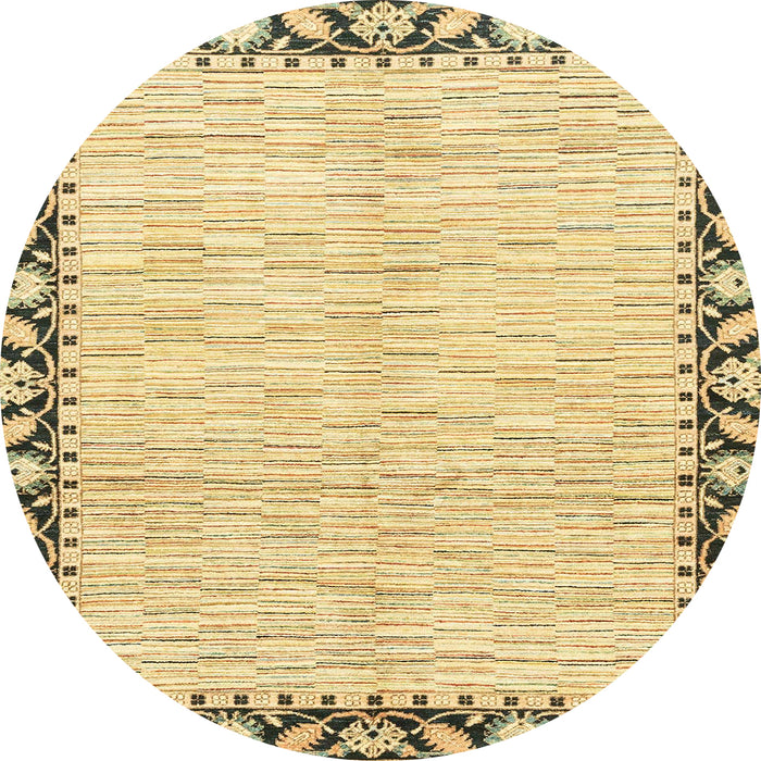 Round Machine Washable Abstract Cinnamon Brown Rug, wshabs3421