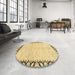 Round Machine Washable Abstract Cinnamon Brown Rug in a Office, wshabs3421