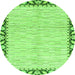 Round Machine Washable Abstract Green Modern Area Rugs, wshabs3421grn