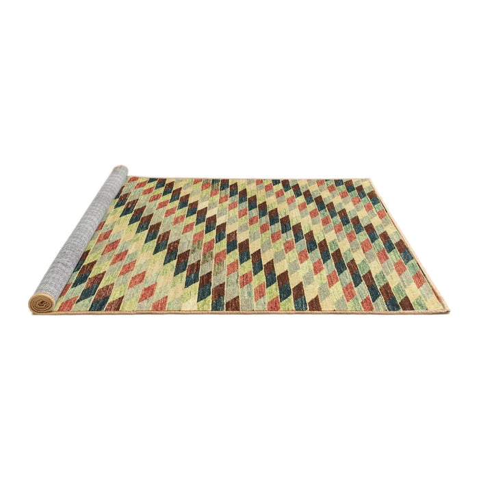 Sideview of Machine Washable Abstract Mustard Yellow Rug, wshabs3422