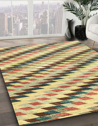 Abstract Mustard Yellow Modern Rug, abs3422