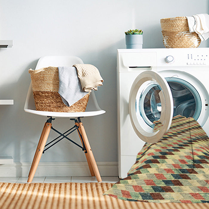 Machine Washable Abstract Mustard Yellow Rug in a Washing Machine, wshabs3422