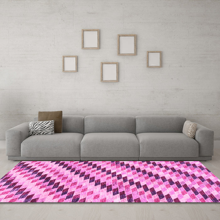 Machine Washable Abstract Pink Modern Rug in a Living Room, wshabs3422pnk