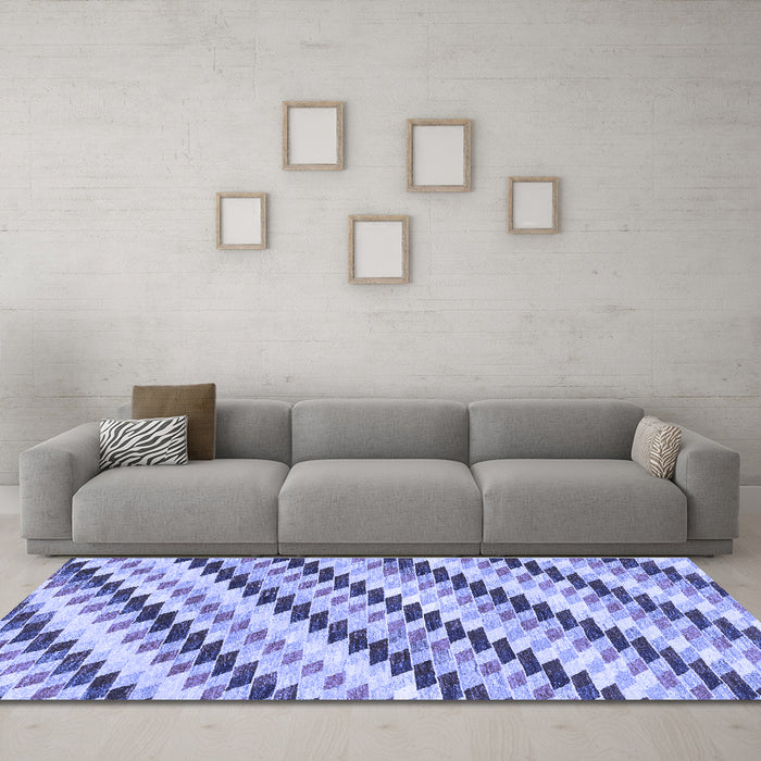 Machine Washable Abstract Blue Modern Rug in a Living Room, wshabs3422blu