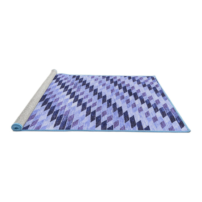 Sideview of Machine Washable Abstract Blue Modern Rug, wshabs3422blu