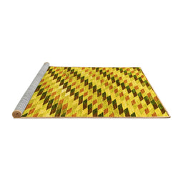 Sideview of Machine Washable Abstract Yellow Modern Rug, wshabs3422yw