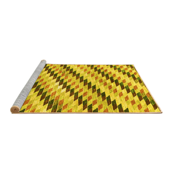 Sideview of Machine Washable Abstract Yellow Modern Rug, wshabs3422yw