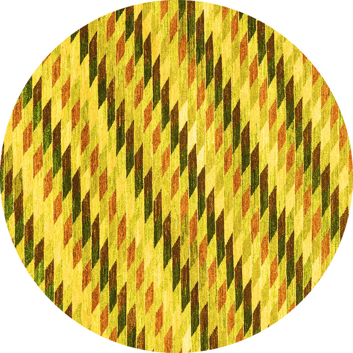 Round Abstract Yellow Modern Rug, abs3422yw