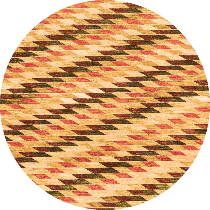 Round Machine Washable Abstract Orange Modern Area Rugs, wshabs3422org