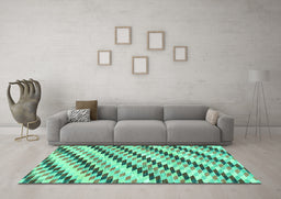 Machine Washable Abstract Turquoise Modern Area Rugs in a Living Room,, wshabs3422turq