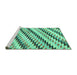 Sideview of Machine Washable Abstract Turquoise Modern Area Rugs, wshabs3422turq