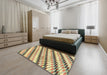 Abstract Mustard Yellow Modern Rug in a Bedroom, abs3422