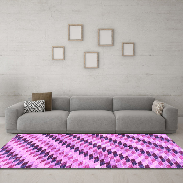 Machine Washable Abstract Purple Modern Area Rugs in a Living Room, wshabs3422pur