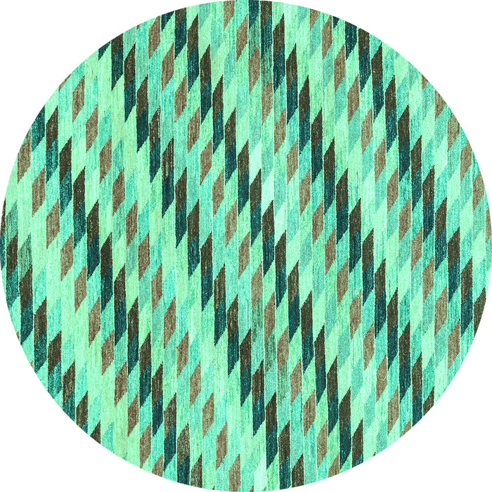 Round Machine Washable Abstract Turquoise Modern Area Rugs, wshabs3422turq