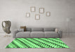 Machine Washable Abstract Emerald Green Modern Area Rugs in a Living Room,, wshabs3422emgrn