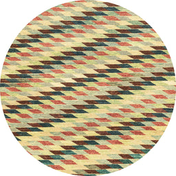 Round Machine Washable Abstract Mustard Yellow Rug, wshabs3422