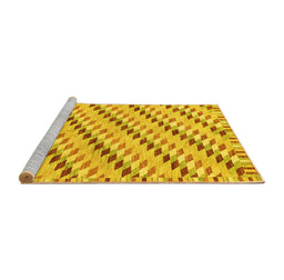 Sideview of Machine Washable Abstract Yellow Modern Rug, wshabs3423yw
