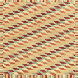 Square Abstract Chrome Gold Yellow Modern Rug, abs3423