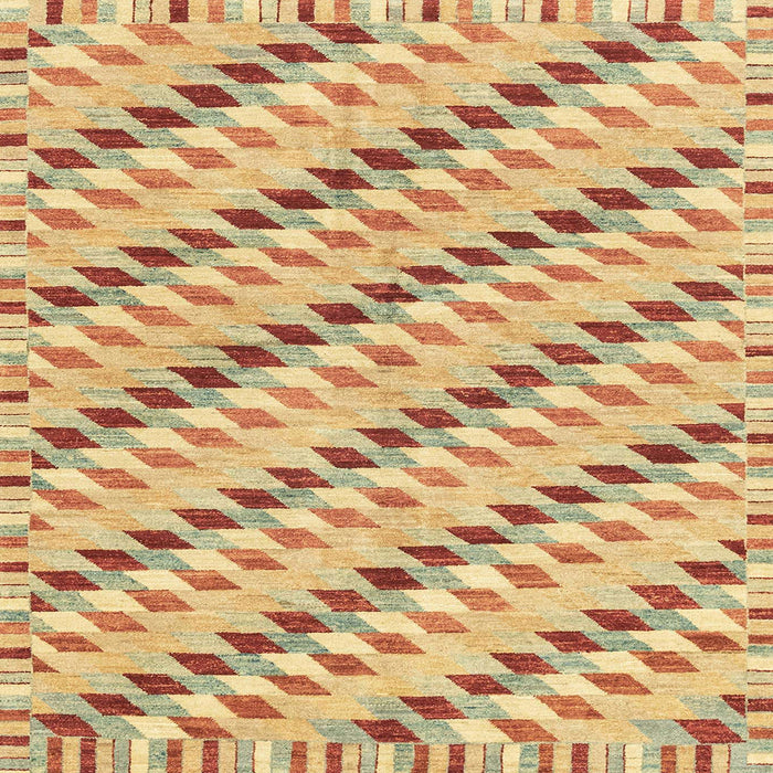 Square Abstract Chrome Gold Yellow Modern Rug, abs3423