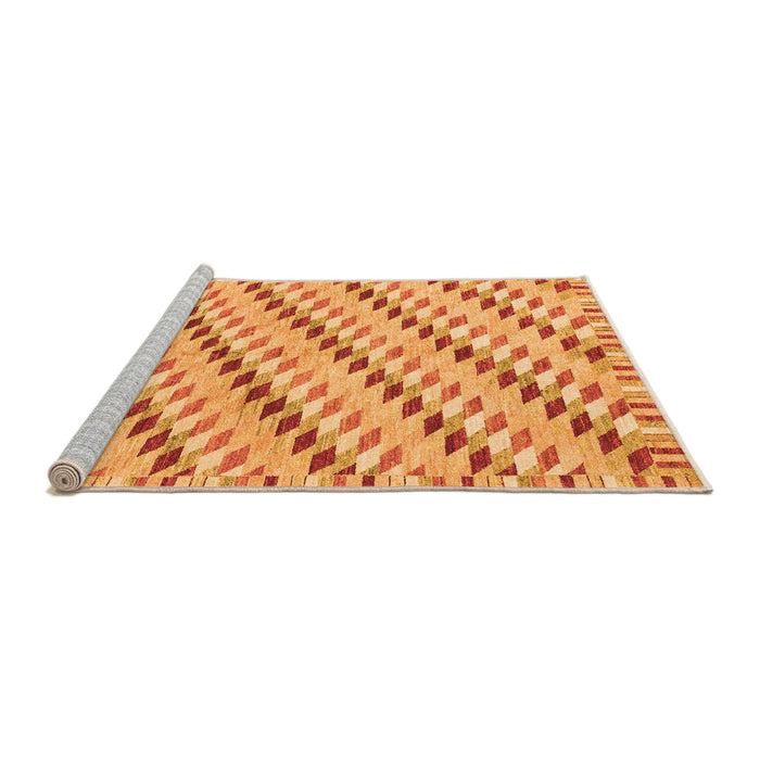 Sideview of Machine Washable Abstract Orange Modern Area Rugs, wshabs3423org