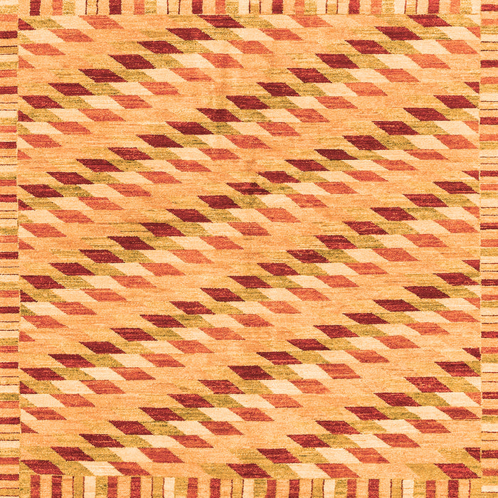 Square Machine Washable Abstract Orange Modern Area Rugs, wshabs3423org