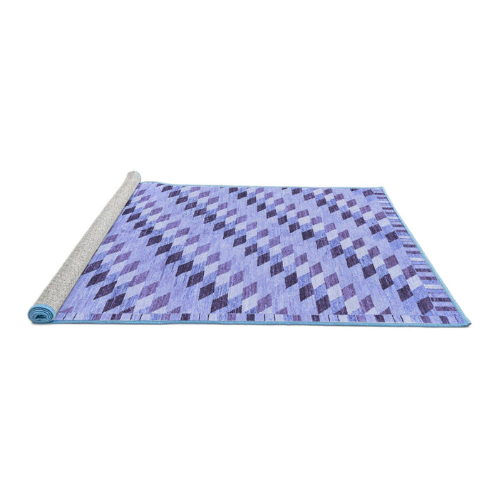 Sideview of Machine Washable Abstract Blue Modern Rug, wshabs3423blu