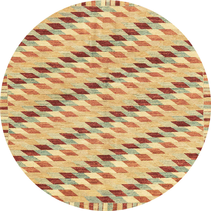 Round Abstract Chrome Gold Yellow Modern Rug, abs3423