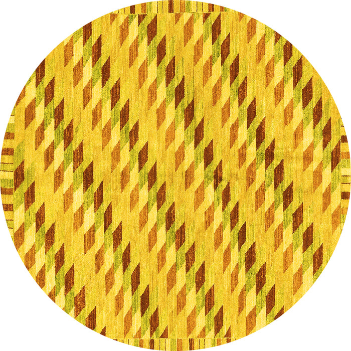Round Machine Washable Abstract Yellow Modern Rug, wshabs3423yw