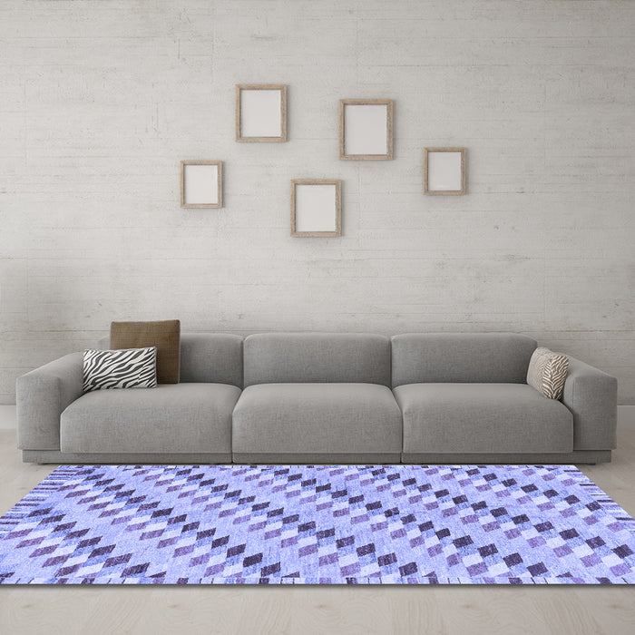 Machine Washable Abstract Blue Modern Rug in a Living Room, wshabs3423blu