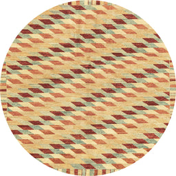 Round Machine Washable Abstract Chrome Gold Yellow Rug, wshabs3423