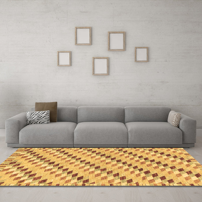 Machine Washable Abstract Brown Modern Rug in a Living Room,, wshabs3423brn