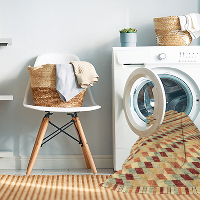 Machine Washable Abstract Chrome Gold Yellow Rug in a Washing Machine, wshabs3423