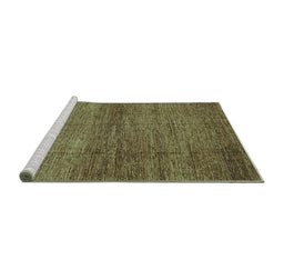 Sideview of Machine Washable Abstract Turquoise Modern Area Rugs, wshabs3424turq