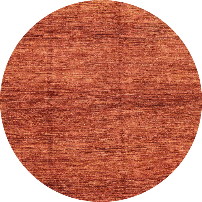 Round Machine Washable Abstract Orange Red Rug, wshabs3424