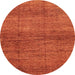 Round Abstract Orange Red Modern Rug, abs3424