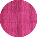 Round Machine Washable Abstract Pink Modern Rug, wshabs3424pnk