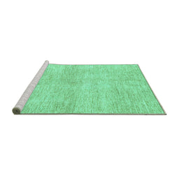 Sideview of Machine Washable Abstract Turquoise Modern Area Rugs, wshabs3425turq
