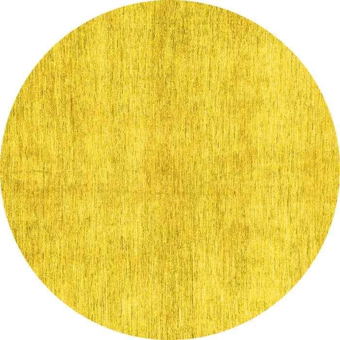 Round Machine Washable Abstract Yellow Modern Rug, wshabs3425yw