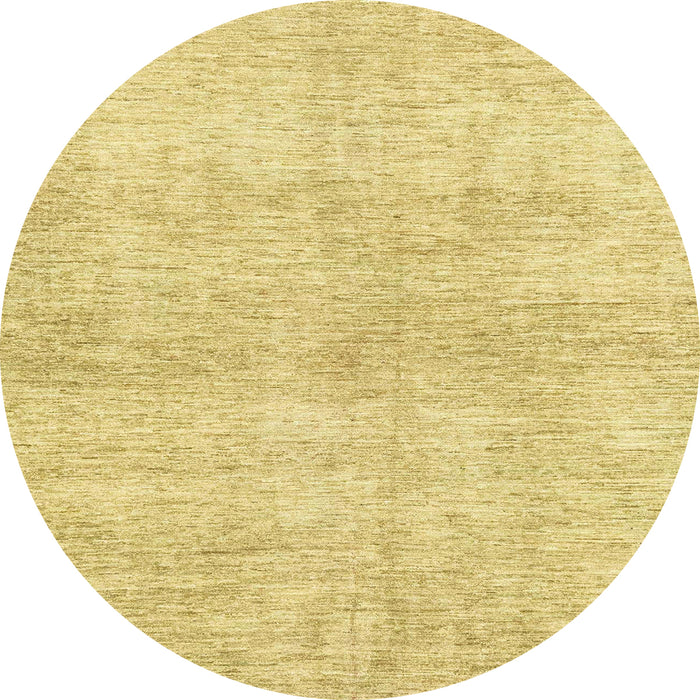 Round Abstract Yellow Modern Rug, abs3425