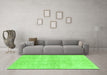 Machine Washable Abstract Green Modern Area Rugs in a Living Room,, wshabs3425grn