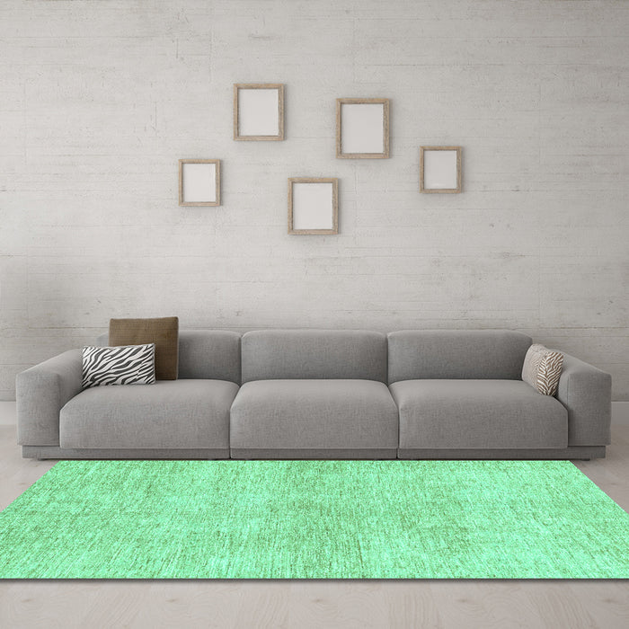 Machine Washable Abstract Turquoise Modern Area Rugs in a Living Room,, wshabs3425turq