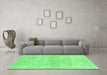 Machine Washable Abstract Emerald Green Modern Area Rugs in a Living Room,, wshabs3425emgrn